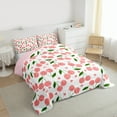 thumbnail image 4 of Homewish Kawaii Loves Pattern Queen Comforter Set,Cute Cartoon Cherries Bedding Sets,Pink White Green Bedding Comforter Set For Girls Kids,Breathable Home Decor Reversible,3 Pieces, 4 of 9