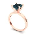 thumbnail image 2 of Solitaire Engagement Ring for Women - 1.5ct Natural London Blue Topaz in 14K Rose Gold Promise Ring, 2 of 6