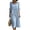 Light Blue, variant on Summer Dresses for Women Cotton Blend Midi Dress, Round Neck 3/4 Ruffle Sleeve Dress with Hollow Out Details, Casual Loose Fit Empire Waist Dress