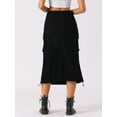 thumbnail image 3 of DARING DIVA Women's Y2K Adjustable Casual A-Line Midi Jean Skirt L Black, 3 of 5