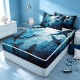 thumbnail image 3 of Erosebridal Cute Shark Zipper Full Size Comforter Sets with Fitted Sheet and 2 Pillowcases, Marine Fish Zipper Bedding Set, Navy Reversible, 3 of 7