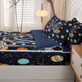 thumbnail image 5 of Manfei Lovely Astronaut Alphabet M Zipper Queen Comforter Set with Fitted Sheet and 2 Pillowcases,Celestial Space Planets Zipper Bedding Set,Navy Blue Reversible,4pcs, 5 of 8