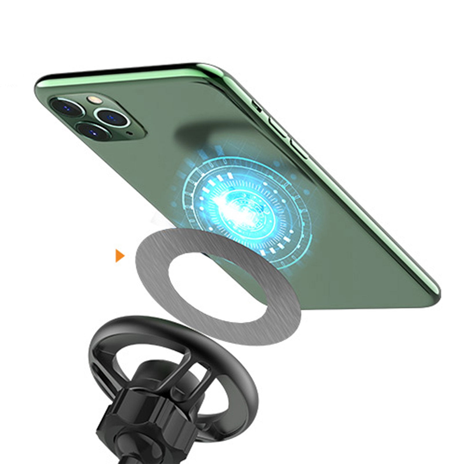 Cell Phone Stand, Magnetic Phone Holder - Rotating Adjustable Mobile Phone Stand for Desk, Office, Compatible with iPhone/Samsung/Motorola/OnePlus/Google, Cellphone & Tablet, Black