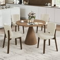thumbnail image 4 of Dycanpo Wooden Dining Chairs Set of 4, Wide Back Kitchen Side Chairs for Modern Farmhouse Dining Room, Linen Upholstered and Dark Brown Legs, 4 of 8