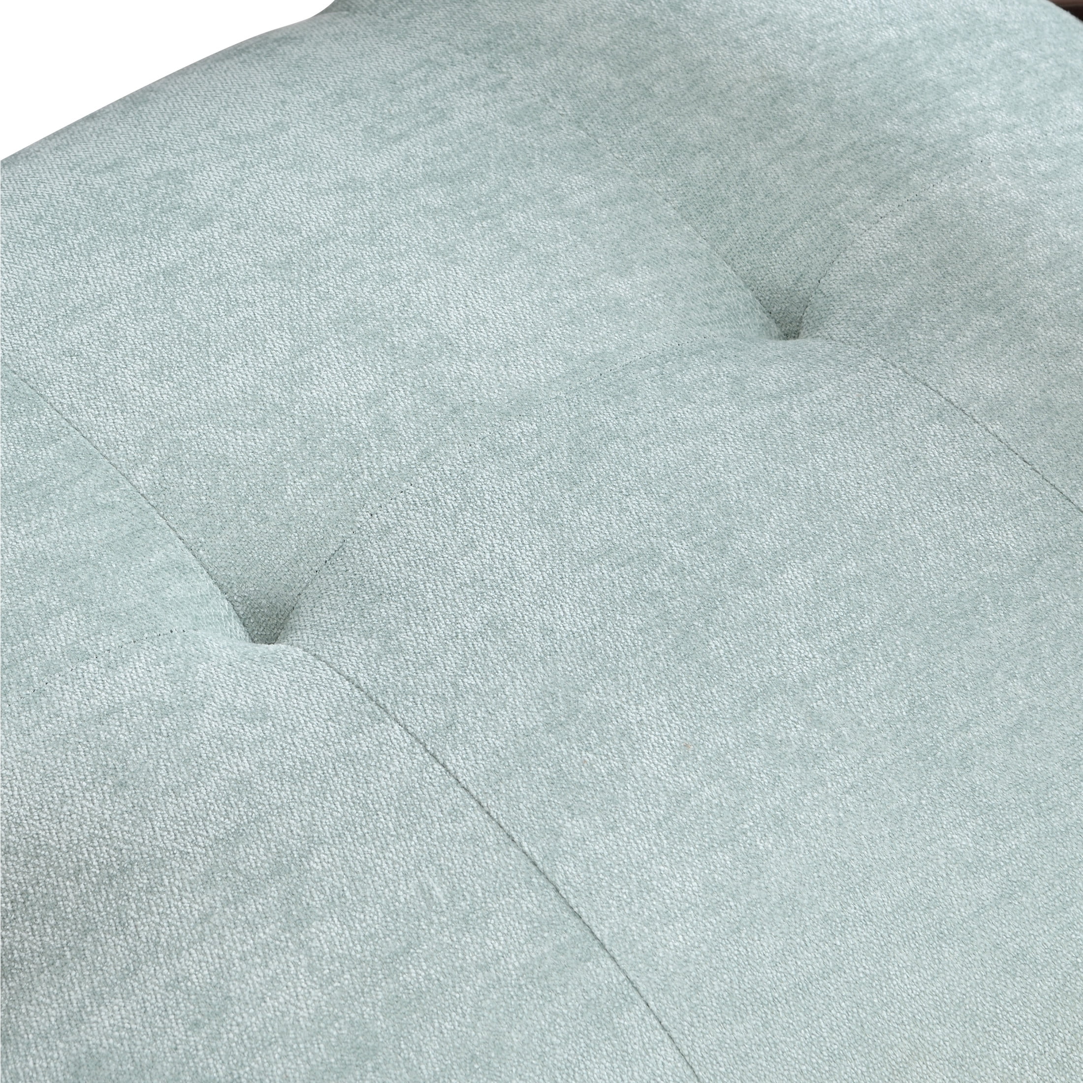 Modern Green Fabric and Rubberwood Lounge Arm Chair