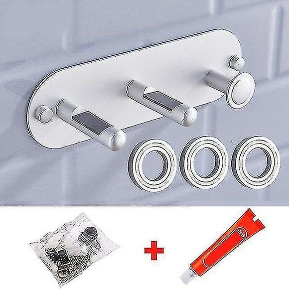 Set de accesorios de baño con soporte para secador de pelo, soporte de pared, plateado