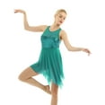 thumbnail image 5 of iEFiEL Women Sequins Mesh Ballet Dance Leotard Asymmetric Stretchy Lyrical Modern Dance Dress, 5 of 7