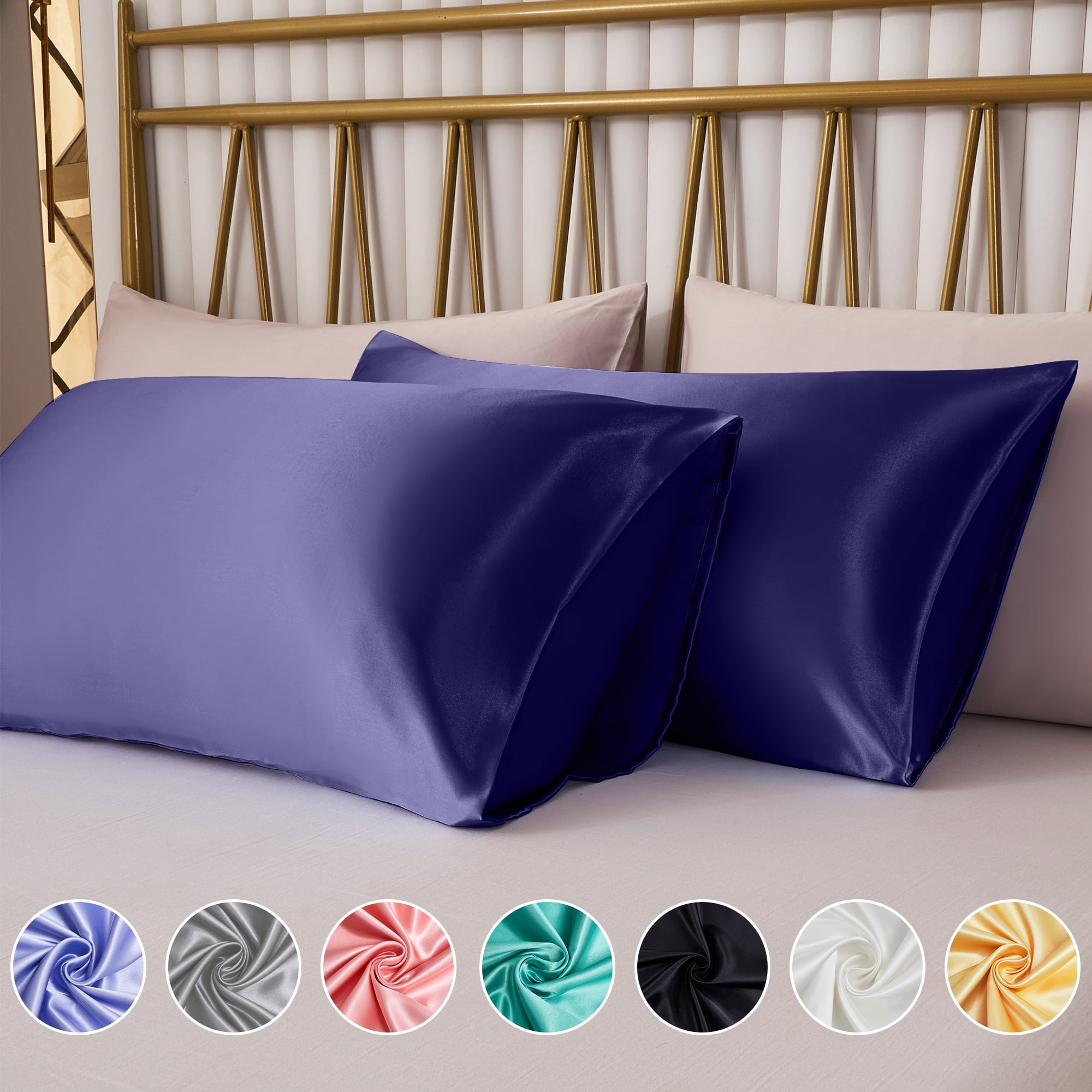 ANMINY Satin Pillowcase Set of 2 King Silk Bedding Pillowcases 40" x 20