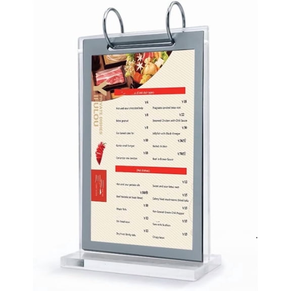 ABCISI A4 Acrylic Sign Holder Vertical Table Card Flip Display 6 Pages-12 Sides,T Double Sided Flyer Frame with Base,Card Display for Picture Paper Card Store Menu Retail Show Fair (8.25x11.75 inch)