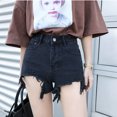 thumbnail image 4 of Denim Shorts Retro All-match High Waist Hem Ripped Short Jeans Cutoff Shorts for Women, 4 of 6