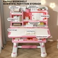 thumbnail image 2 of Happydeer Height Adjustable Desk and Chair Set with Storage Drawer, Study Desk with Book Stand and Ergonomic Design (Pink), 2 of 8
