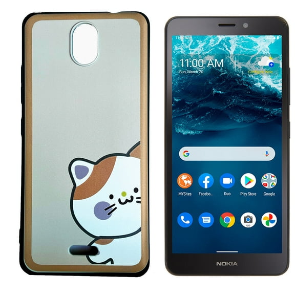 For Nokia C100 N152DL TPU 1-Piece Flexible Skin Cover Phone Case - Cat