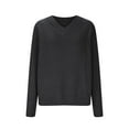 thumbnail image 4 of Drses Womens Loose Sweaters Sexy V Neck Long Sleeve Solid Knitted Jumper Pullover Sweatshirt Tops, 4 of 6