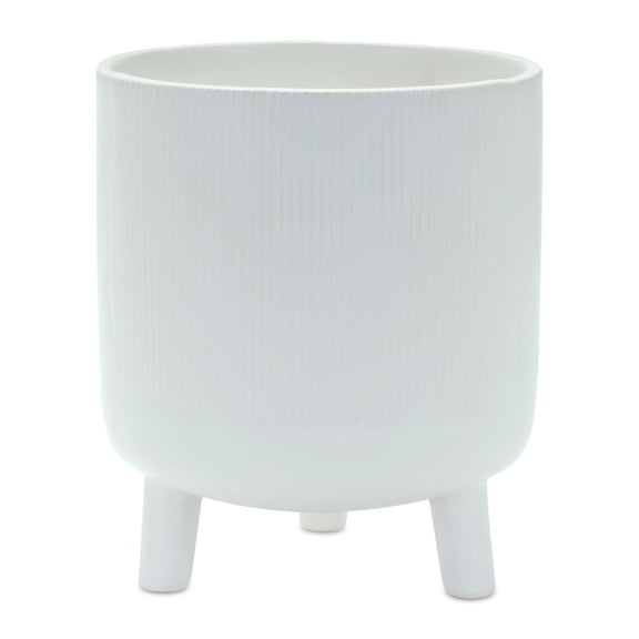 Melrose 7" White Solid Glazed Pot with Legs