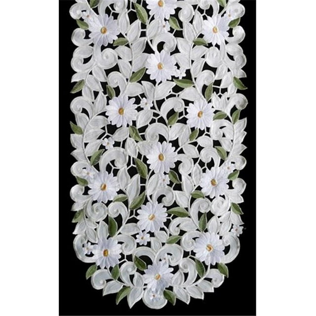 Sinobrite H7667-EG White Daisy Square Table-Topper- 44 x 44 in.