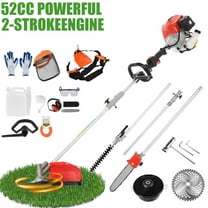 52cc 2-Cycle Gas Weed Eater Gas Powered, 5-in-1 Gas Weed Wacker, Brush Cutter Gas Trimmer for Grass and Weed, Hedge Trimmer Gas String Trimmer, Edger, Pole Saw & Pruner Red
