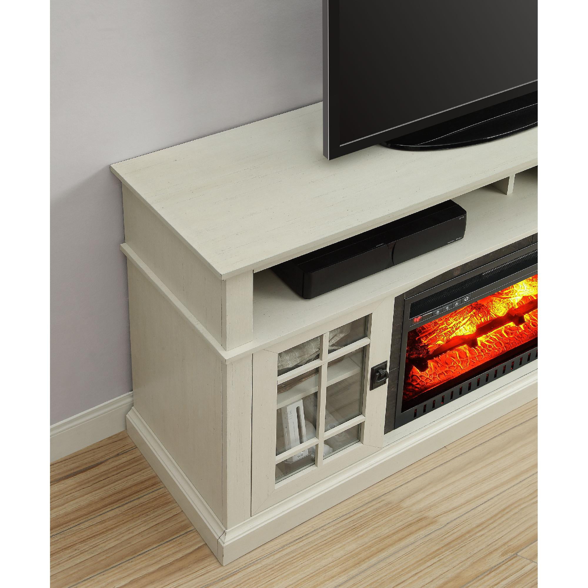 Media Fireplace TV Stand TVs up to 65" Black White
