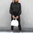 thumbnail image 2 of LEKODE Comfort Sweatshirt Going Out Set Jogger Sets for Women 2 Piece Longsleeve Tops Athletic Set Women Thermal Top Gym Sets Women Black L, 2 of 9