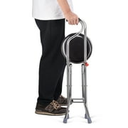 Yescom Medical Portable Folding Walking Stick with Seat Four Legged Travel Hiking Cane Chair Stool Eldely Care Aid