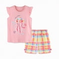 thumbnail image 7 of mgoYE Toddler Baby Boy Clothes Toddler Girl Causal Outfits Summer Short Sets Cartoon Cotton Top and Shorts Clothing Set|Pink 5-6 Years, 7 of 7