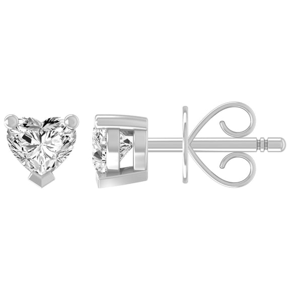 Araiya Fine Jewelry 14K White Gold Heart Shaped Lab Grown Diamond Heart Stud Earrings (1/5 cttw, D-F Color, VS1 Clarity)