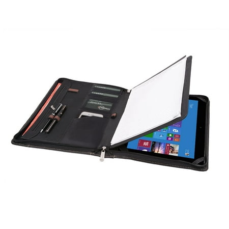 iCarryAlls Leather Padfolio with Zipper, Organizer Padfolio Case for 12.9 inch iPad Pro, A4 Portfolio for