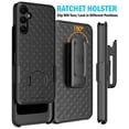 thumbnail image 3 of Case with Clip for Galaxy A54 5G (2023), Nakedcellphone Slim Hard Shell Phone Cover with Kickstand and [Rotating/Ratchet] Belt Hip Holster Combo for Samsung SM-A546 - Black, 3 of 9
