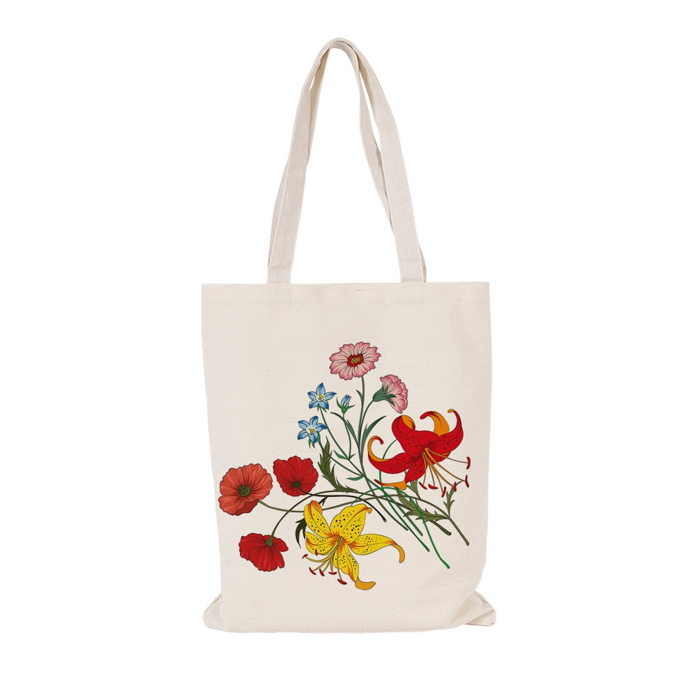 Flower Pattern Canvas Tote Bag
