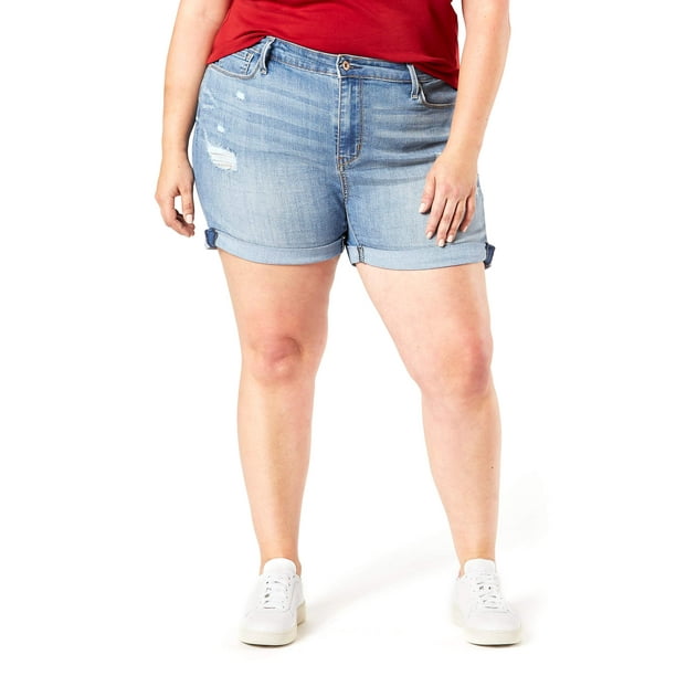 Signature by Levi Strauss & Co. Women's Plus Size Mid Rise 5-Inch Cuffed  Shorts 