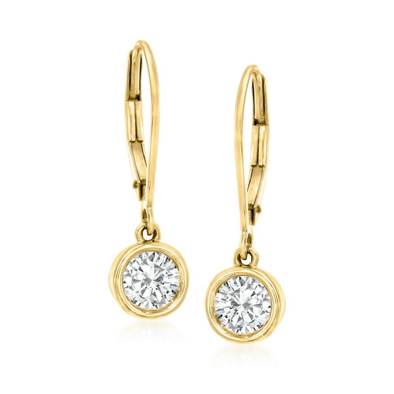 Ross-Simons 1.00 ct. t.w. Diamond Bezel-Set Drop Earrings in 14kt Yellow Gold, Women's, Adult