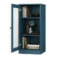 thumbnail image 2 of Palace Imports 100% Solid Wood 3-shelf Bookcase with Adjustable Shelves and Frosted Glass Door, Teal Blue, 2 of 5
