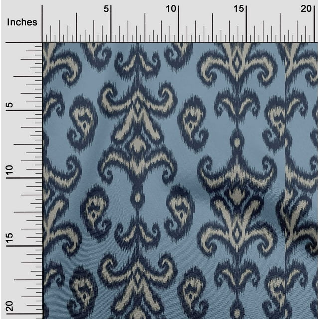 oneOone Silk Tabby Fabric Paisley & Floral Ikat Printed Craft Fabric BTY 42 Inch Wide