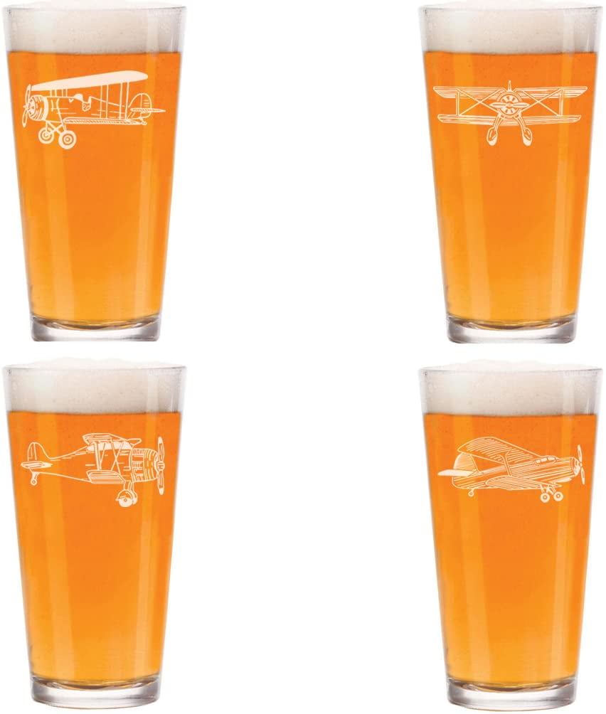 Set of 4 Glass 16 oz Beer Pint Anchor Boat Compass Nautical Collection