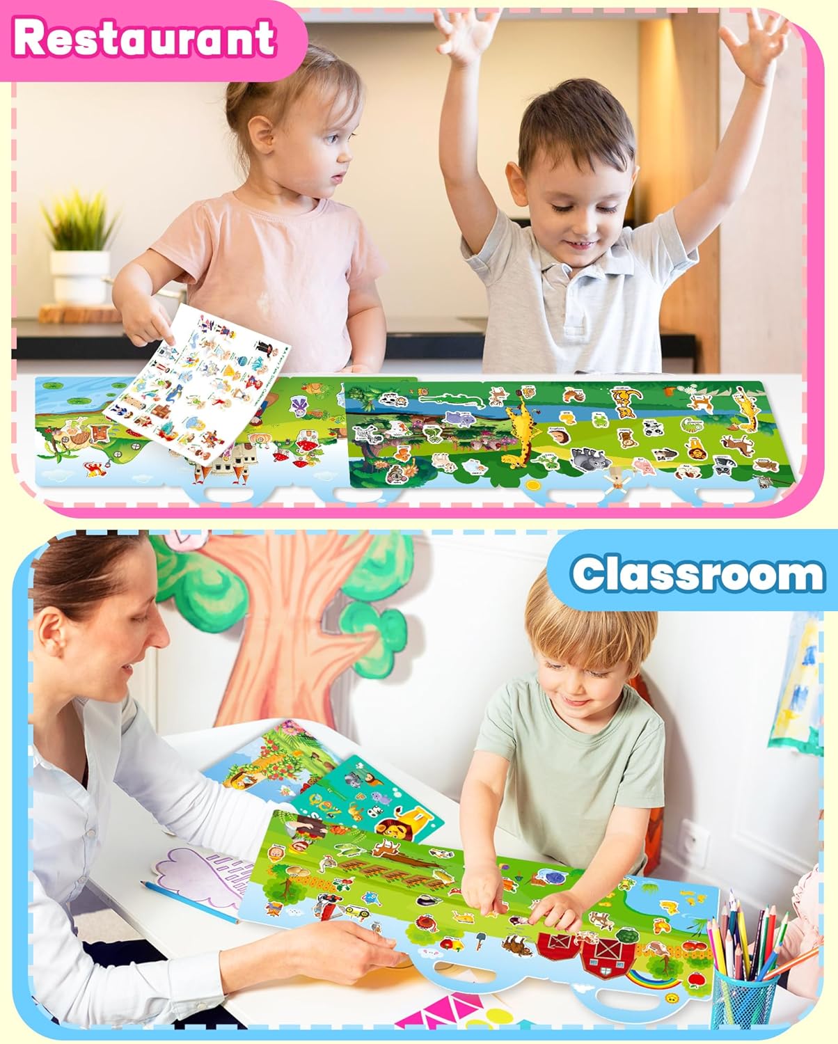 The Ultimate Toddler Travel Toy: Reusable Sticker Activity Book with 300+ Stickers for Kids Ages 2-5, Perfect for Airplane & Car Rides, Birthday & Christmas Gifts