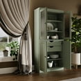 thumbnail image 4 of Palace Imports 100% Solid Wood 32" Pantry Cabinet with Solid, Frosted Glass Doors, 2-Drawers and Adjustable Shelves, Sage, 4 of 5