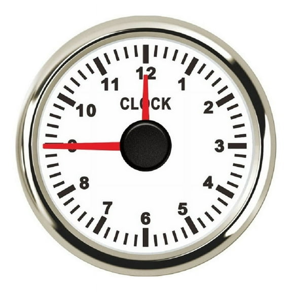 0-12 Hours Meters 2 Inch 52mm Clock Gauges with Red Backlight Instrument Show Clock Meters for Car Boat Yacht RV 9-32V A