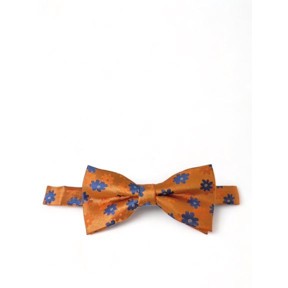 Orange Floral Patterned Bow Tie