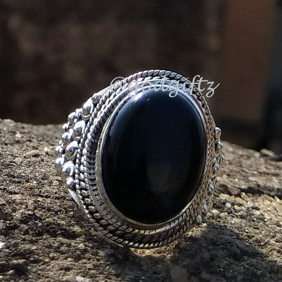 Black Onyx Ring, Black Onyx Jewelry, Statement Ring, Silver Gemstone Ring, 925 Sterling Silver Jewelry, Bohemian Ring, Christmas Sale Ring