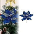 thumbnail image 2 of 13.3" Large Heads Christmas Glitter Flowers Christmas Tree Ornaments Artificial Flowers with Picks Stems for Xmas Tree Party DIY Holiday Decorations, 2 of 5