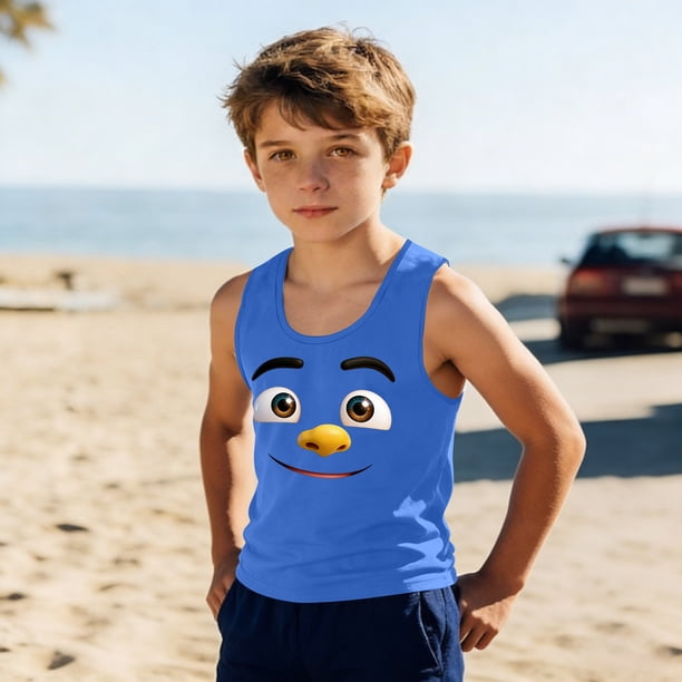 Camisolas de cuello redondo para niños pequeños y niños a la moda, lindas camisetas con estampado degradado, parte inferior suave sin mangas, camisetas para niñas