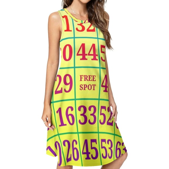 best play bingo Spring Summer Dresses for Women Fashion T-shirt Dress Casual Sleeveless Loose Sundress with Pockets