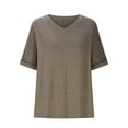 thumbnail image 5 of T-Shirts For Women Sevevn Women's Solid Oversized Summer V-Neck Basic Casual Loose T-Shirt, 5 of 7