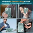 thumbnail image 6 of for iPhone 15 Case with Stand [ Grade Drop Tested][Compatible with Magnet] Ring Translucent Slim Hard Back Soft Edge, Green, 6 of 14