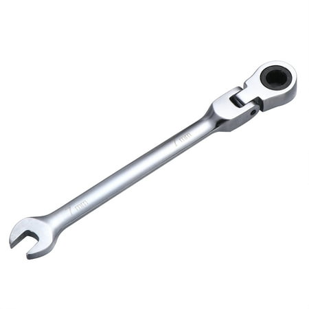 

7mm Dual Heads Ratchet 180 Degree Flexible Pivoting Head Adjustable Combination Dicephalous Wrench Spanner (Silver)