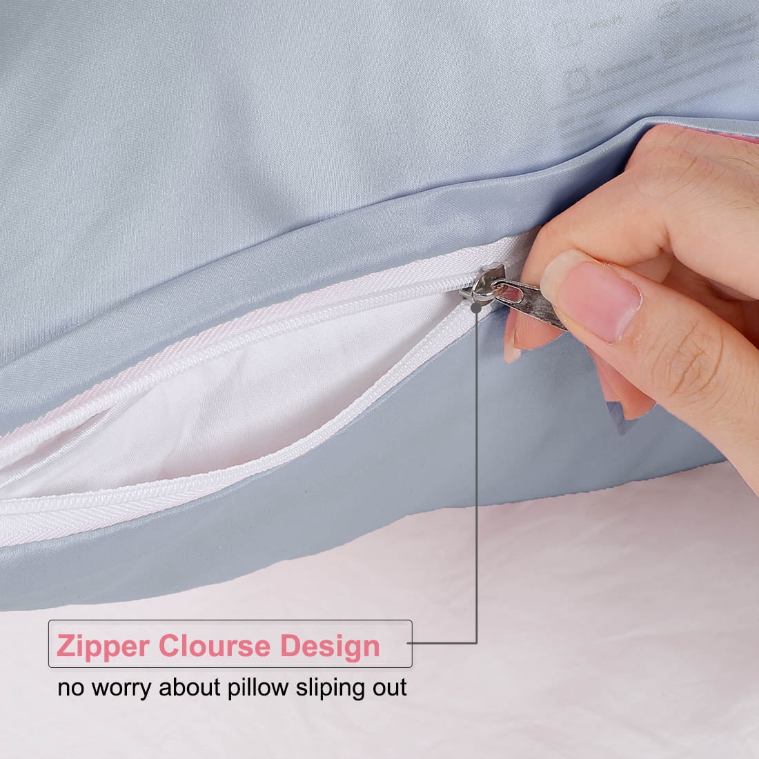 Unique Bargains 2 Pack Silky Satin Pillow Cover Cases Lavender Grey 14" x 20"