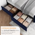 thumbnail image 3 of Full Size Platform Bed Frame with 4 Storage Drawers & Headboard,Faux Leather or Linen, Button Tufted Platform, Strong Wooden Slats,No Box Spring Needed, 3 of 8