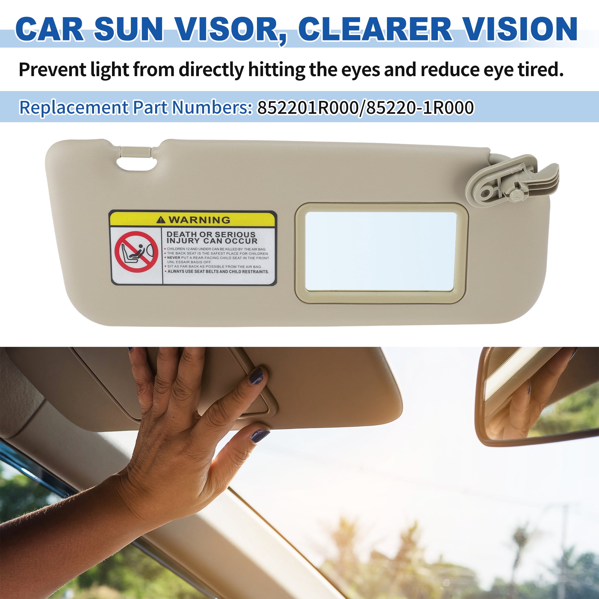 Unique Bargains Right Side Sun Visor Assembly for Hyundai Accent 1E 2011-2015 Beige