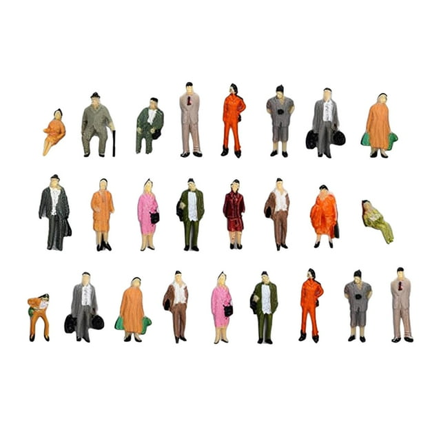 Figuras en miniatura de pasajeros, 25 uds., 1/87, escenas en miniatura, adorno de escritorio de carretera, juguetes Diorama, figuritas pintadas a