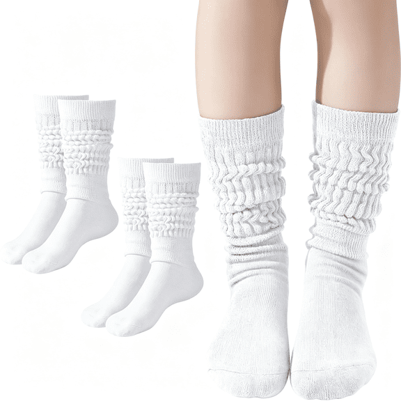 OQRKI Slouch Socks Girls Scrunch Socks Kids Knee High Socks Soft Warm Stacked Boot Socks 2/3 Pairs Soft Warm Kids Socks