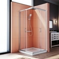 thumbnail image 4 of Sunny Shower Sliding Shower Door Corner Entry Shower Enclosure 34" D x 34" W x 72" H in Chrome Finish (Shower Base Not Included), 4 of 9